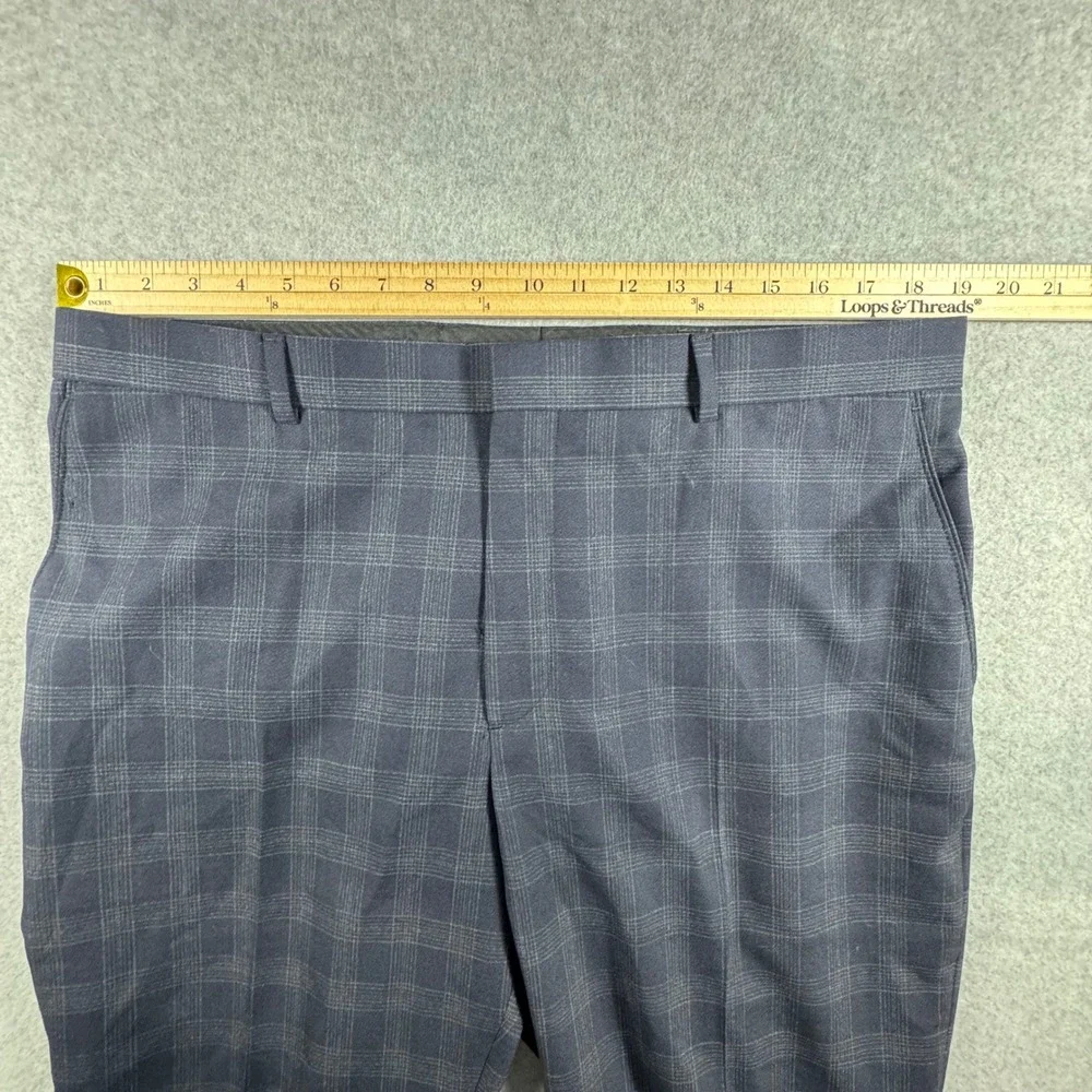 Banana Republic Suit Men 46R 36x32 Blue Plaid New Wool Blend Tailored Fit 2pc